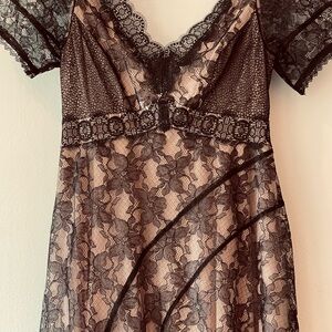 Anthropology Black Lace Evening Dress
